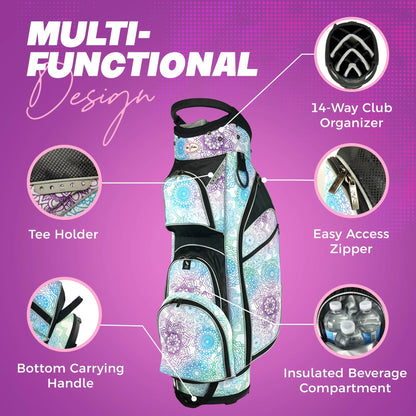 Womens Golf - Taboo Fashions 14 Way Lightweight Ladies Cart Bag (Posh Pink)