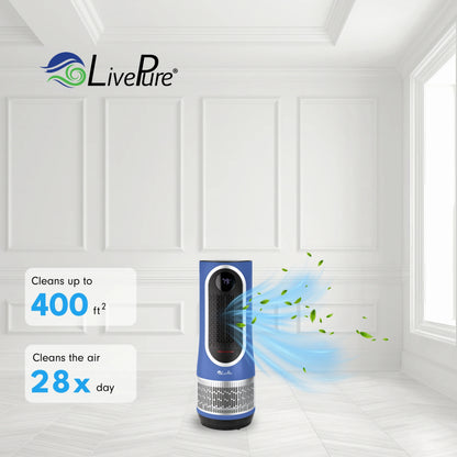 LivePure 3 in 1 Clean Heat Air Purifier/Fan & Heater. Denim Blue