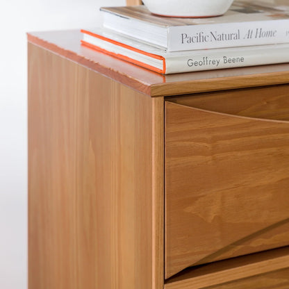 Walker Edison 30” Mid-Century Modern Curved Front 5-Drawer Dresser, Caramel