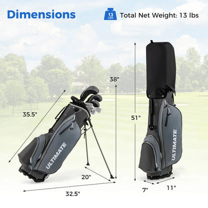 Costway Men's Complete Golf Clubs Package Set 10 Pieces Includes Alloy Driver