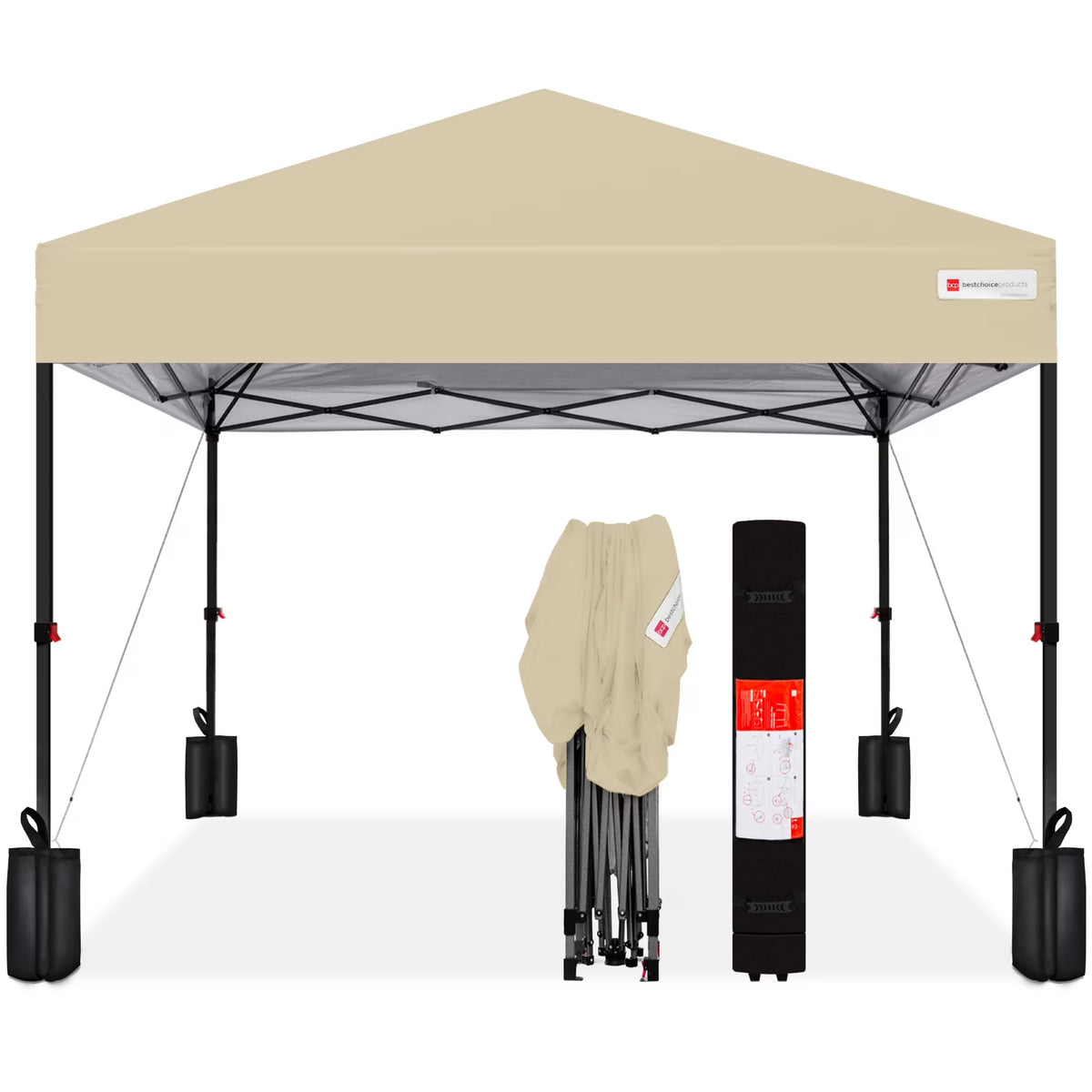 Best Choice Products 12x12ft Easy Setup Pop Up Canopy w/ 1-Button Setup, Wheeled Case, 4 Weight Bags - Navy Blue