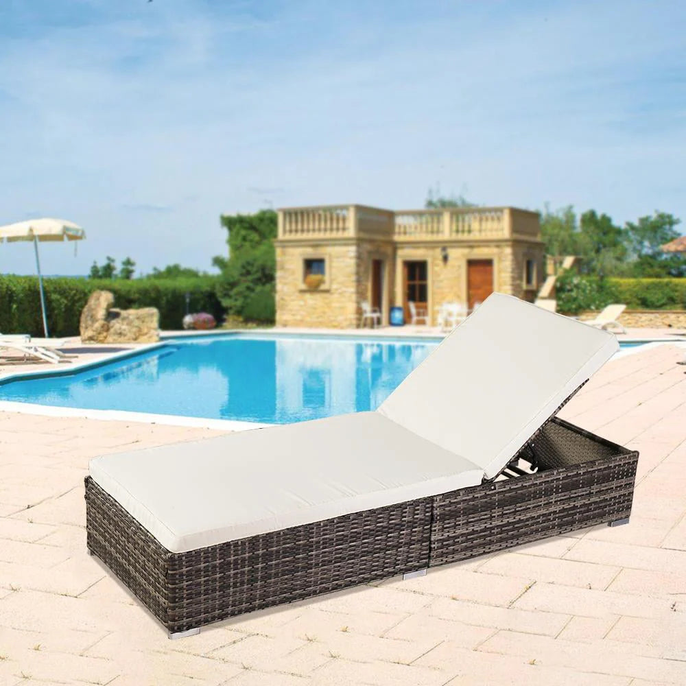 GoDecor Outdoor Wicker Rattan Sunloungers Recliner Sun Bed Lounger Pool Garden
