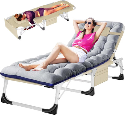 Slsy Folding Lounge Chair, 5-Position Adjustable Outdoor Reclining Chair, Folding Sleeping Bed Cot, Folding Chaise Lounge Chair for Pool Beach Patio Sunbathing