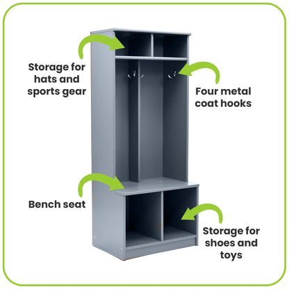 Little Partners Locker Cabinet Cubby Organizer, Learn 'N Store Wooden Classroom Cubbies Compartment Lockers for Storage of Toddlers and Kids Coats, Equipment, Backpacks - Espresso