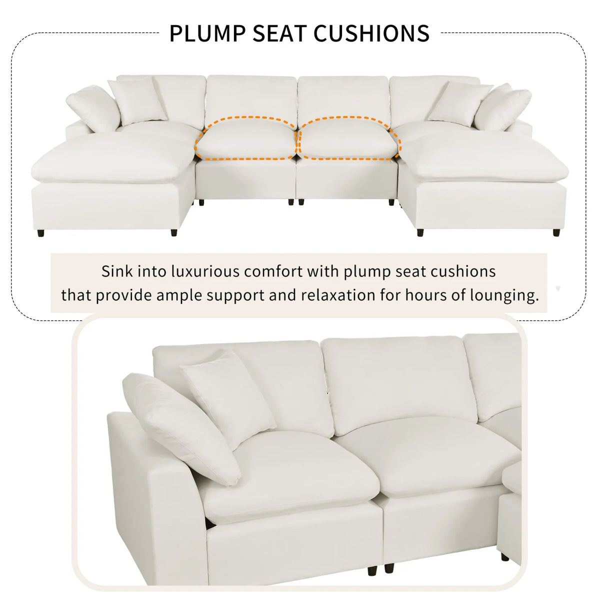 Harper & Bright Designs Convertible Modular Sectional Sofa with 2 Removable Ottomans & Pillows, Large U Shape Cloud Couch with Reversible Chaise for Living Room, Grey