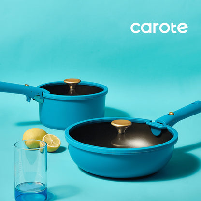 Carote 20 Pcs Nonstick Cookware Sets, Pots and Pans Set with Detachable Handles, Oven Safe, Induction Cookware, Stackable Kitchen Cooking Set, Ultra Violet