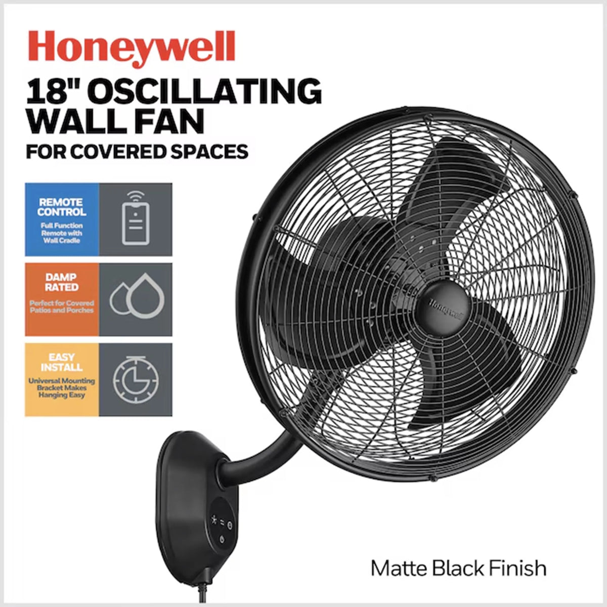 Open Box Honeywell 18" Wall Mount Outdoor Oscillating Airflow Fan and Remote