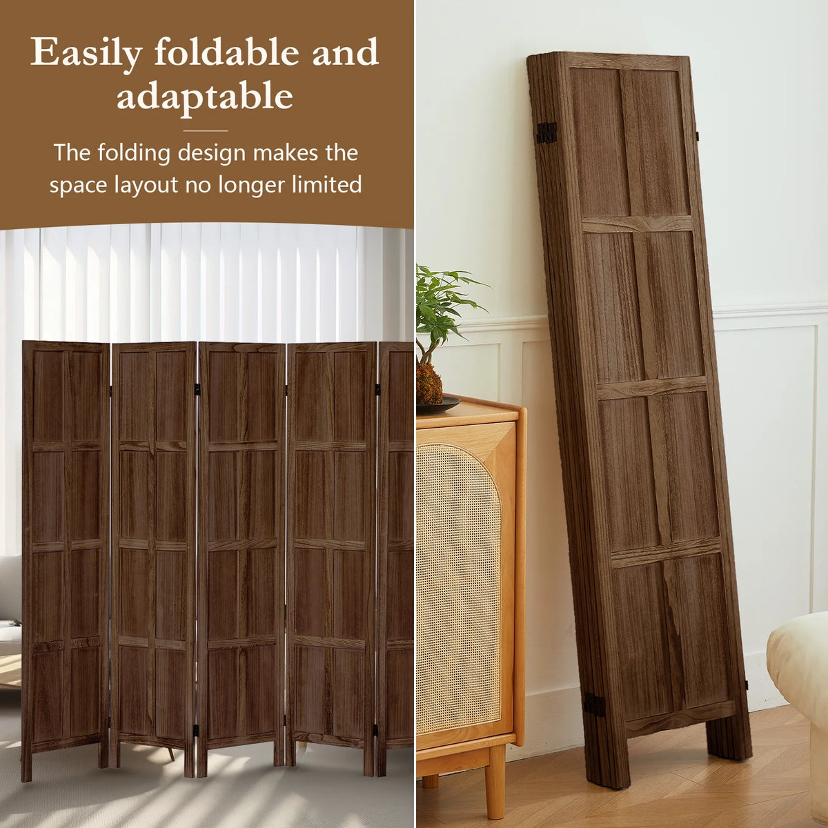 Aletheiawu 4 Panel Room Divider Wall and Folding Privacy Screens��No Installation Required��White