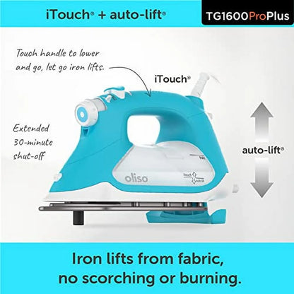 Oliso Pro Plus Ceramic-Coated Steam Iron, Blue
