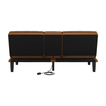 Mainstays Memory Foam 71.5" Futon with Cupholder and USB, Black Faux Leather