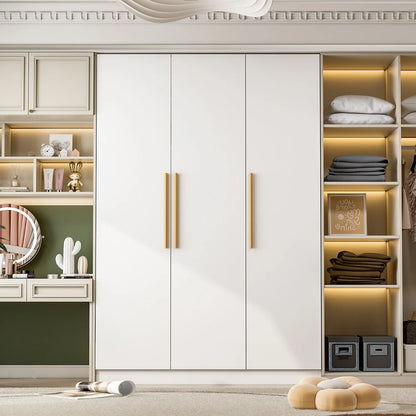 FUFU&GAGA Wardrobe Armoire Wooden Closet Cabinet 6 Storage Cube and Hanging Rod White