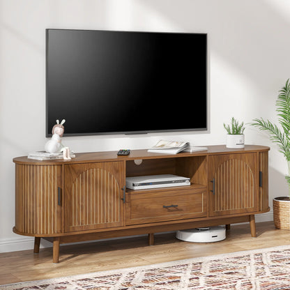 TV Stand for TVs up to 70", 63" Entertainment Center with Sliding Doors, Media Console Table for Living Room