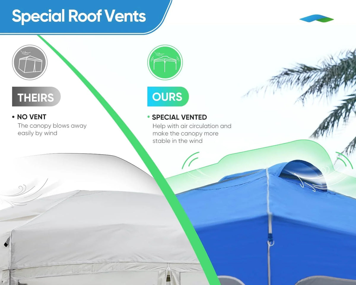 Quictent 10x10 Pop up Canopy TentPortable Instant Shelter with Vent, Ez up Canopy with Reflective Top and Fluorescent Rope