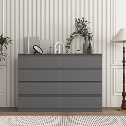 Resenkos Modern Mid Century 6 Drawer Wide Dressers Chests for Bedroom, Chest of Drawer Organizer Grey