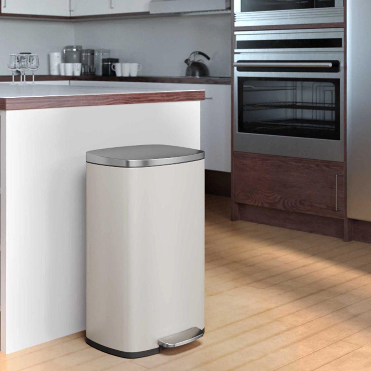 iTouchless SoftStep Stainless Steel Indoor Step Trash Can with Lid 13.2 Gallon Silver (PC13RSS)