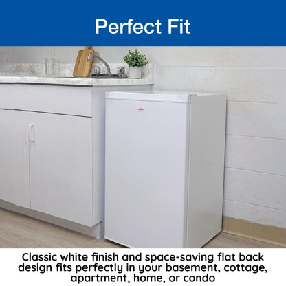Koolatron 3.1 cu ft Upright Freezer, 88L Mini Freezer, White, Manual Defrost, Compact Design