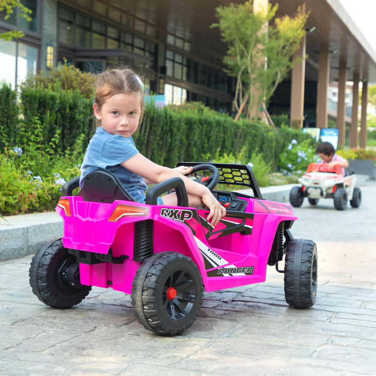 TOBBI 12V Kids Electric off-Road UTV Truck Car Battery Powered Ride on Toys for Girls with LED Headlights, Music, Horn