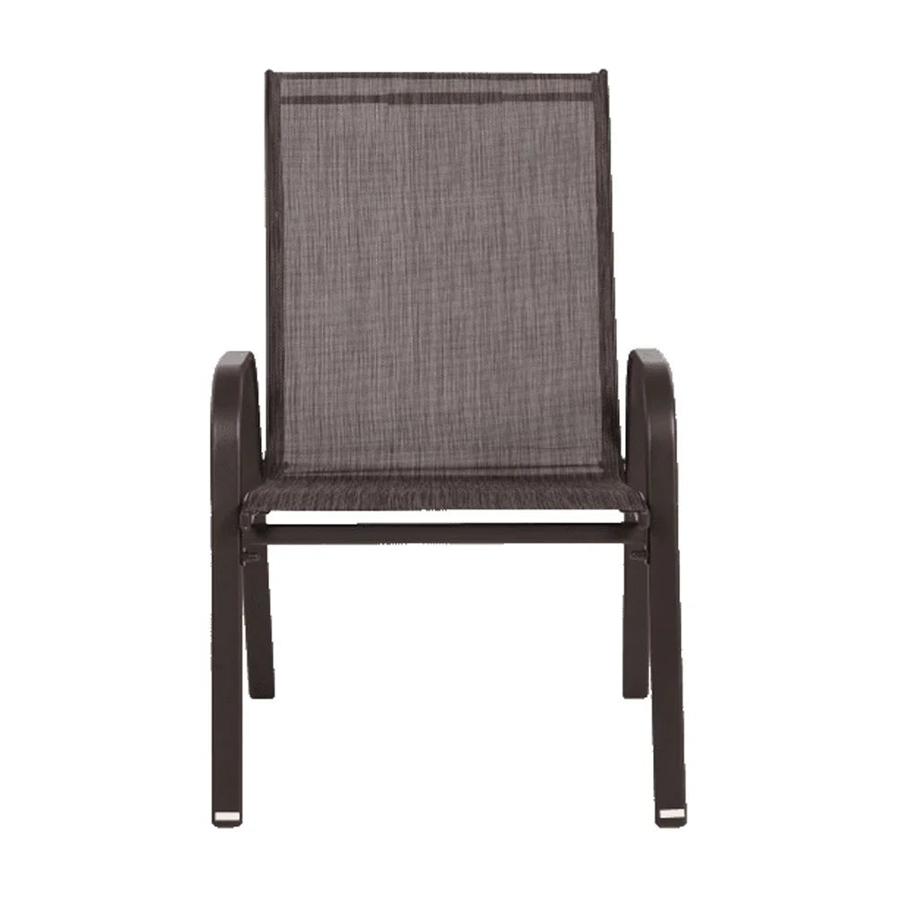 4 Piece Patio Chairs, Outdoor Camping Chairs with Breathable Textilene Fabric, Set of 2 Garden Chairs with Armrest High Backrest for Garden Patio Pool Beach Yard Space Saving ( Brown)