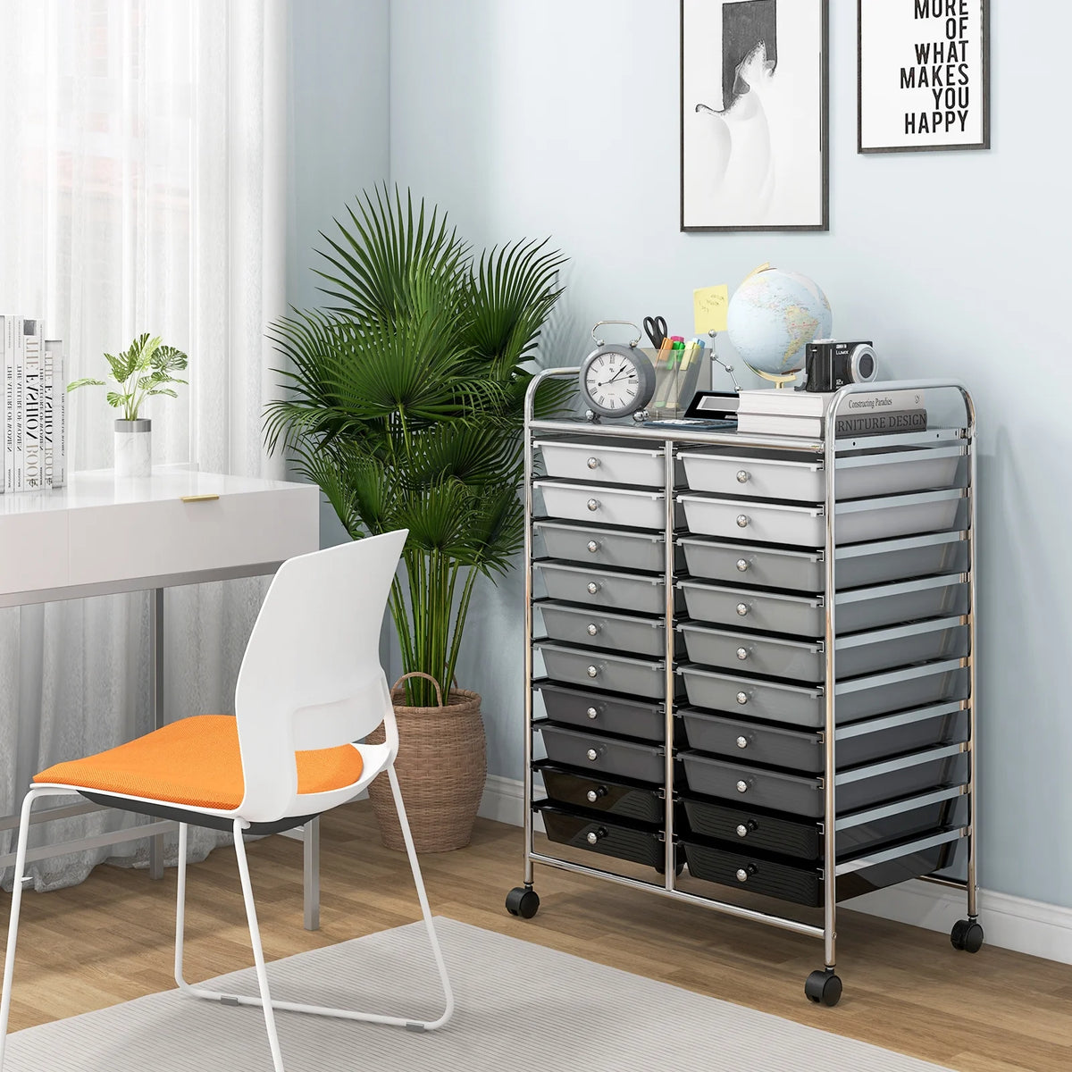 Gymax Office Rolling Cart 20 Storage Drawers Scrapbook Paper Studio Organizer Mutlicolor