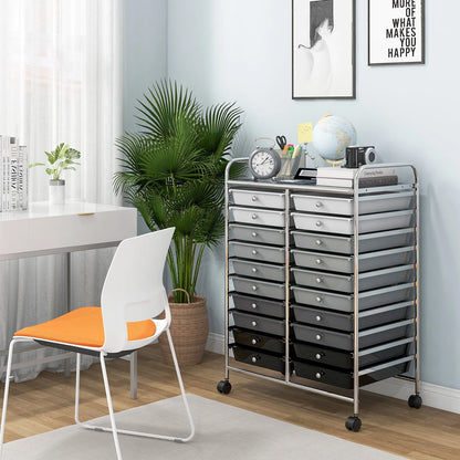 Gymax Office Rolling Cart 20 Storage Drawers Scrapbook Paper Studio Organizer Mutlicolor