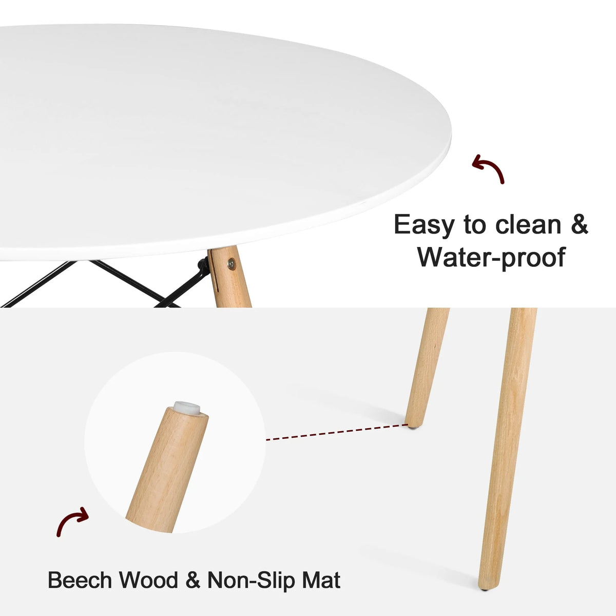 Modern Round Dining Table, Thickness MDF Top Dining Table, Small Dining Table for Kitchen Living Room