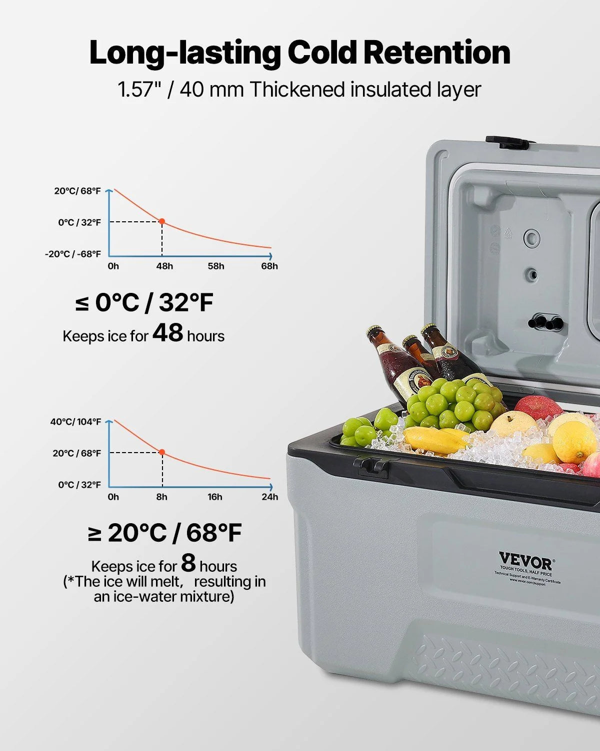 74 QT Wheeled Cooler - 120 Can Capacity Portable Ice Chest with Heavy-Duty Wheels & Cup Holders, Insulated Outdoor Cooler for Camping, Tailgating, Beach & BBQs, Leak-Proof Drain & Extended Cold Reten