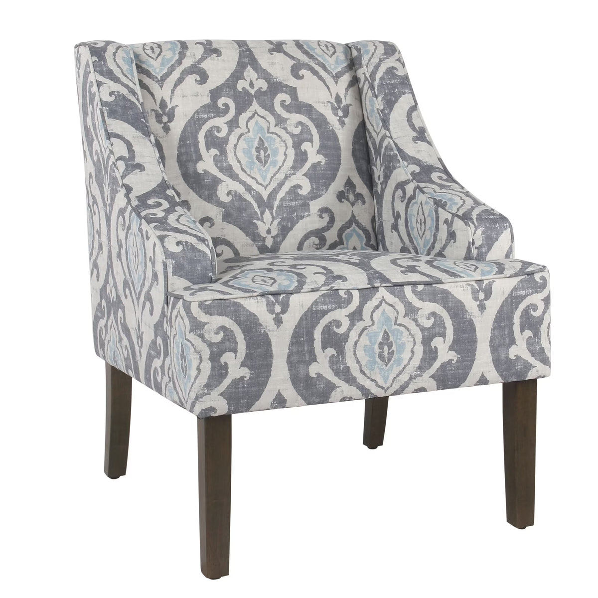 HomePop Classic Swoop Accent Chair - Blue and White Damask