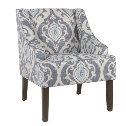 HomePop Classic Swoop Accent Chair - Blue and White Damask