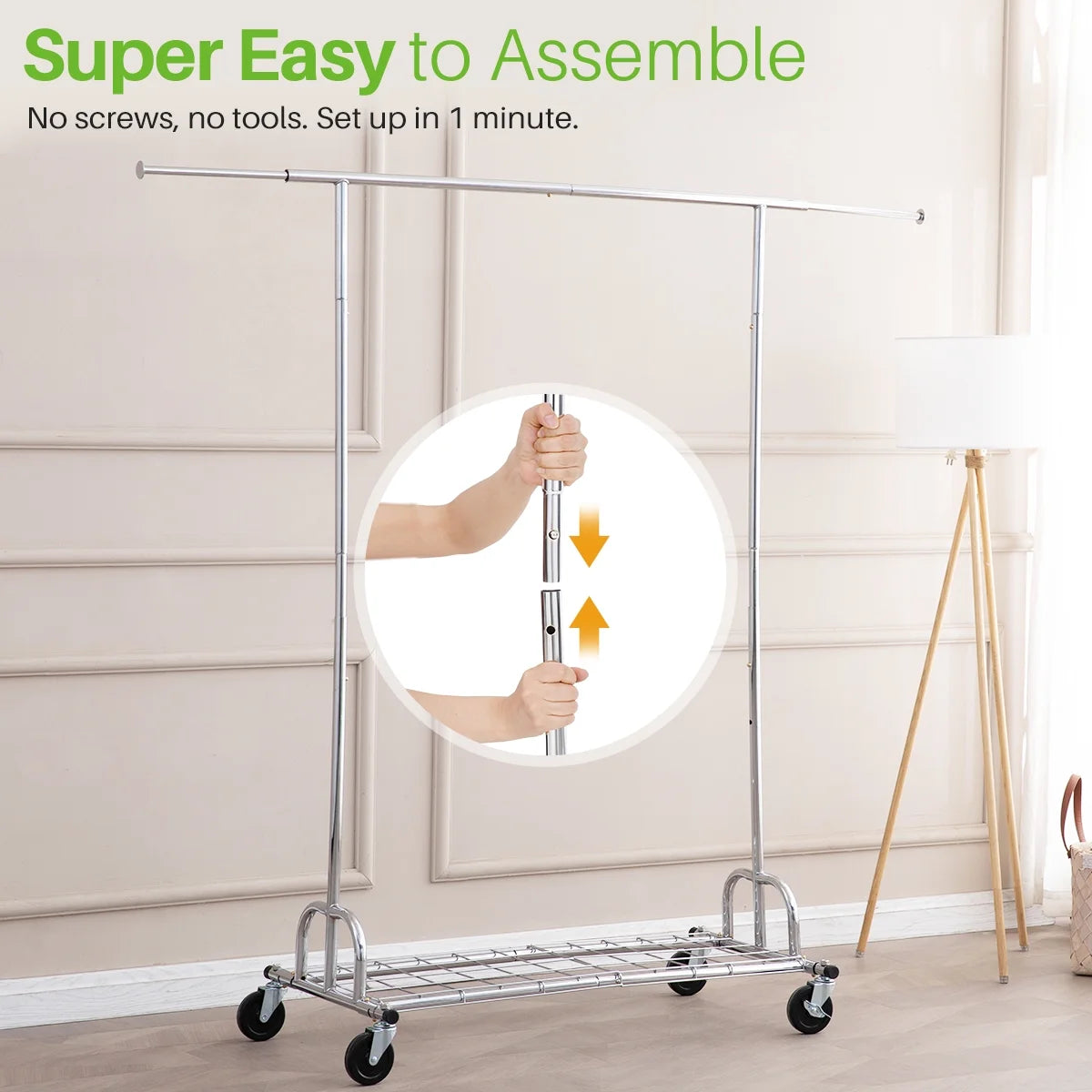 Hokeeper 550 lbs Heavy Duty Commercial Grade Garment Rack Portable Freestanding Modern Clothes Rack, Silver