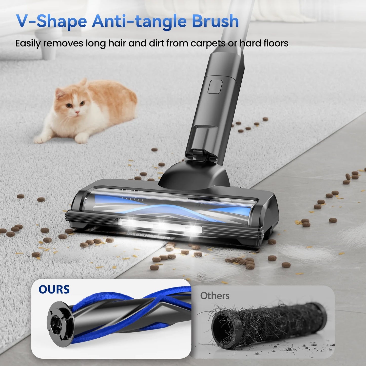 Lazyswan Cordless Vacuum Cleaner 35KPA Self-Standing Stick Vacuum 50min 400W Vac for Home Pet Hair Car Carpet Hardwood Floor, Black