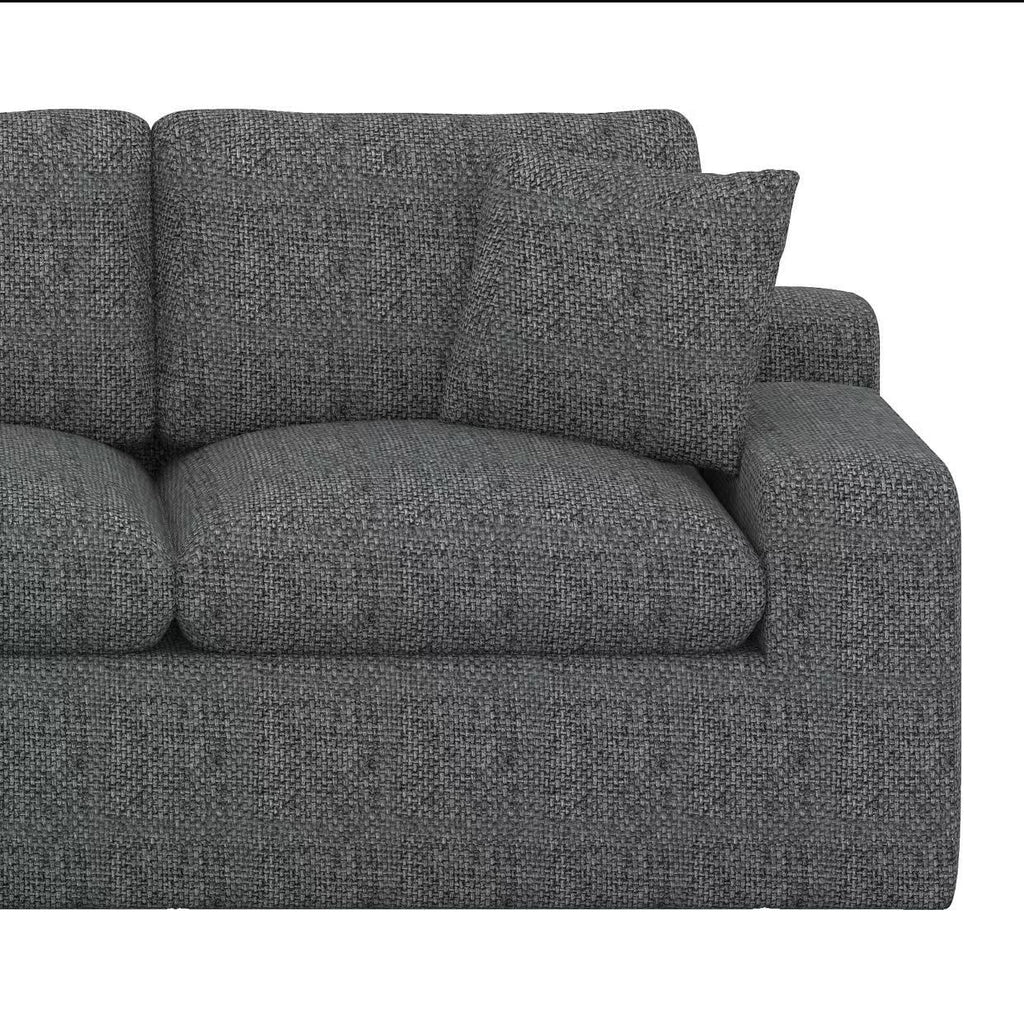BEBPILOO Modular Chenille 107.9" Sofa with Flexible Configuration, Double - Layer Cushions, Deep Seating & Side Storage Pockets, Full-compressed Sofa for Living Room, Gray