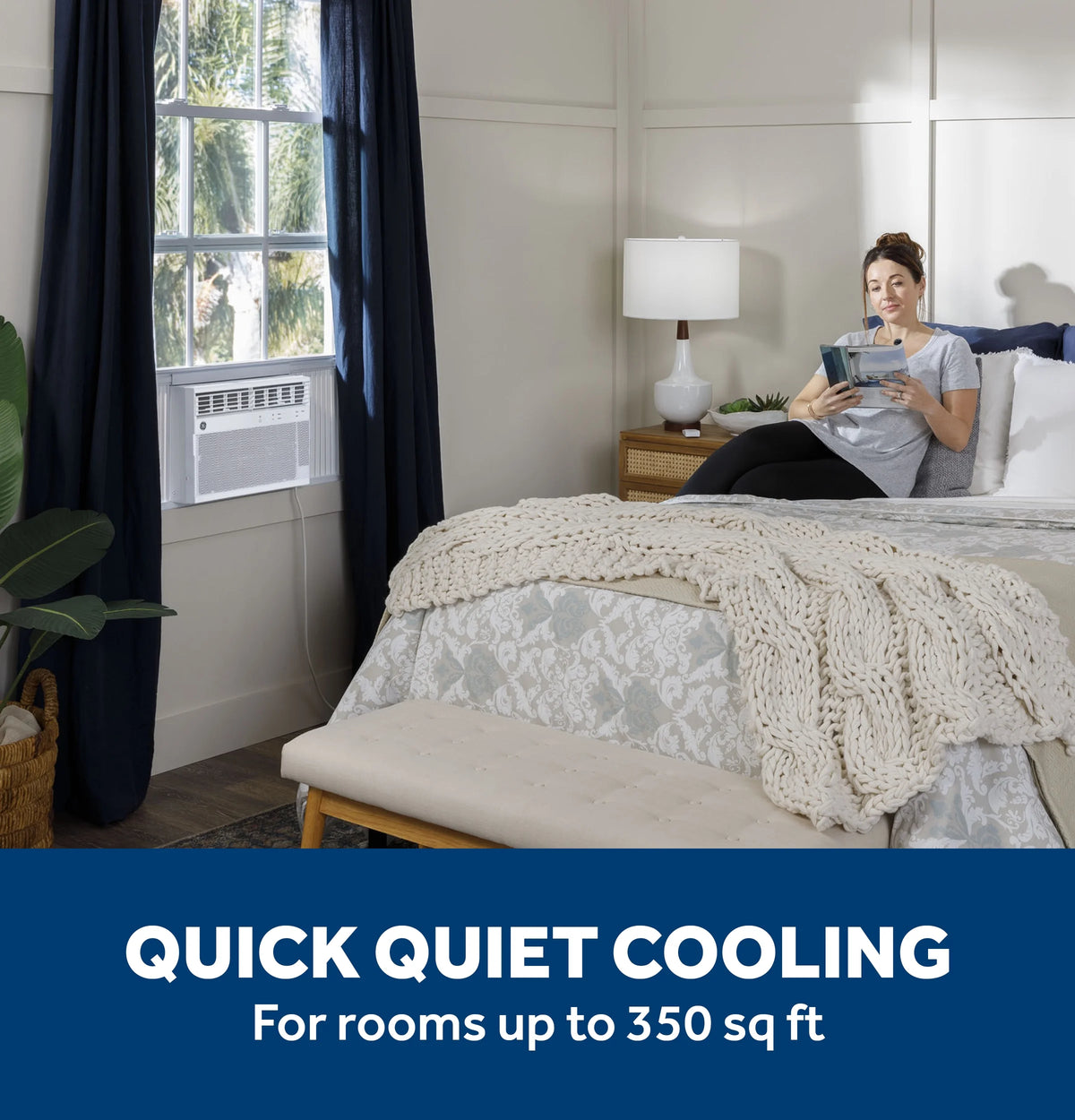 GE 8,000 BTU Smart Electronic Window Air Conditioner for Medium Rooms up to 350 sq. ft.