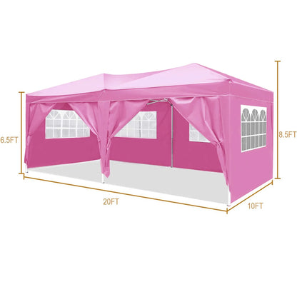 10'x20' Pop Up Canopy Tent with 6 Removable Sidewalls & Portable Rolling Bag �?Waterproof UPF 50+ Shade for Parties, Beach, Weddings & Camping