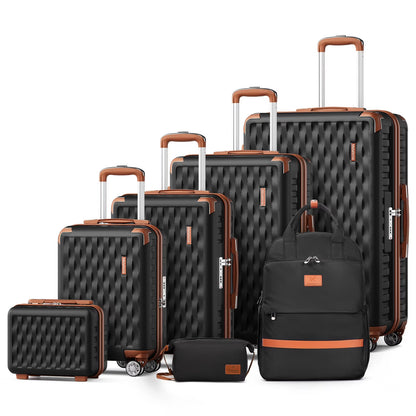 Melalenia - 7 Luggage Sets ABS Hardside Spinner Luggage -With Spinner Wheels and TSA Lock-White