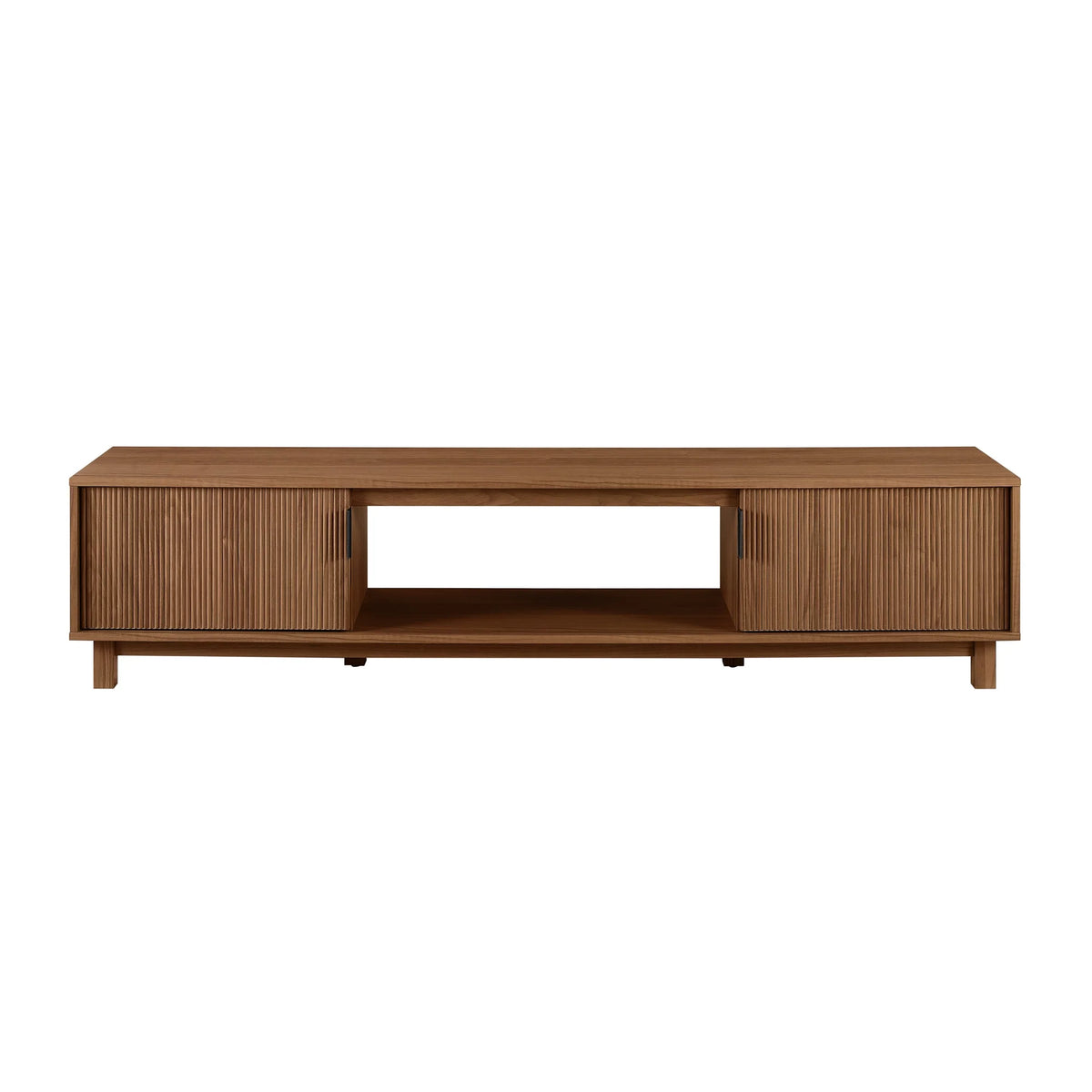 Walker Edison Mid-Century Modern Reeded 2-Door TV Stand for TVs up to 80��, Coastal Oak