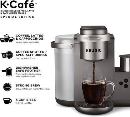 Keurig K-Cafe Special Edition Single-Serve Programmable Energy Efficient Button Controls K-Cup Pod Coffee, Latte, and Cappuccino Maker (Nickel)