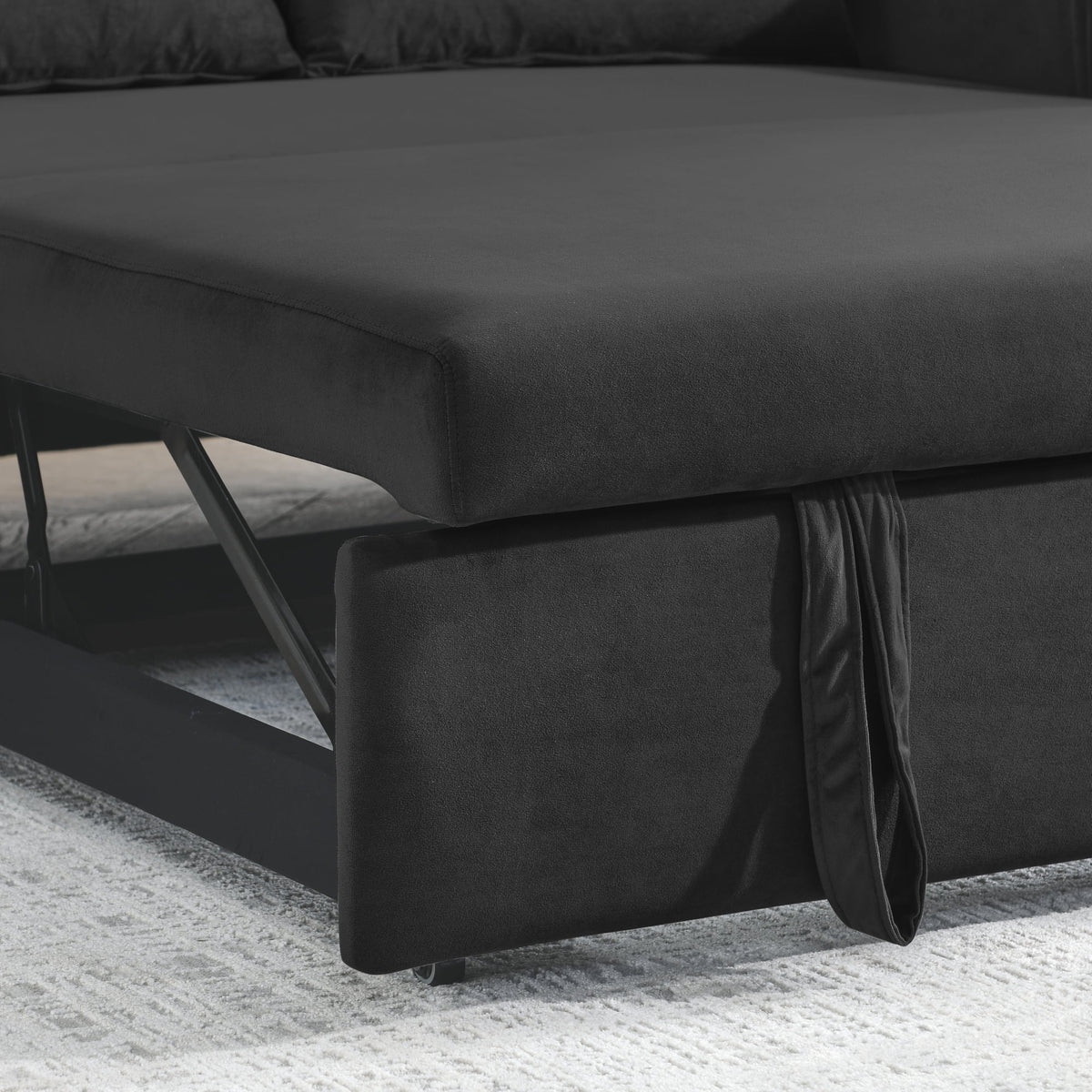 Convertible Sofa Bed,3 in 1 Sleeper Sofa with 2 Pillows and Adjustable Backrest for Living Room Office,Black