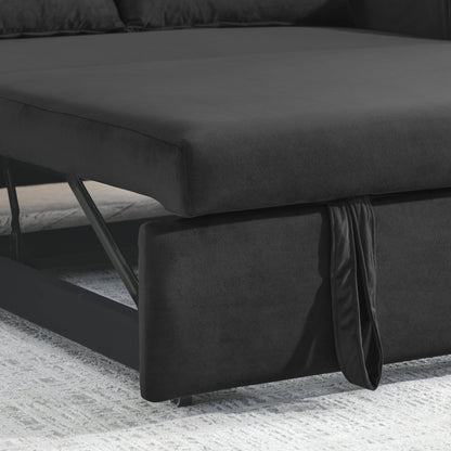 Convertible Sofa Bed,3 in 1 Sleeper Sofa with 2 Pillows and Adjustable Backrest for Living Room Office,Black