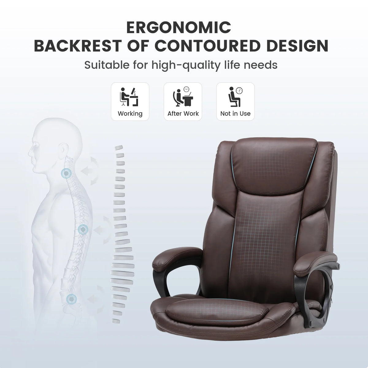 Mainstays Executive Ergonomic High Back Leather Home Office Desk Chair, Black