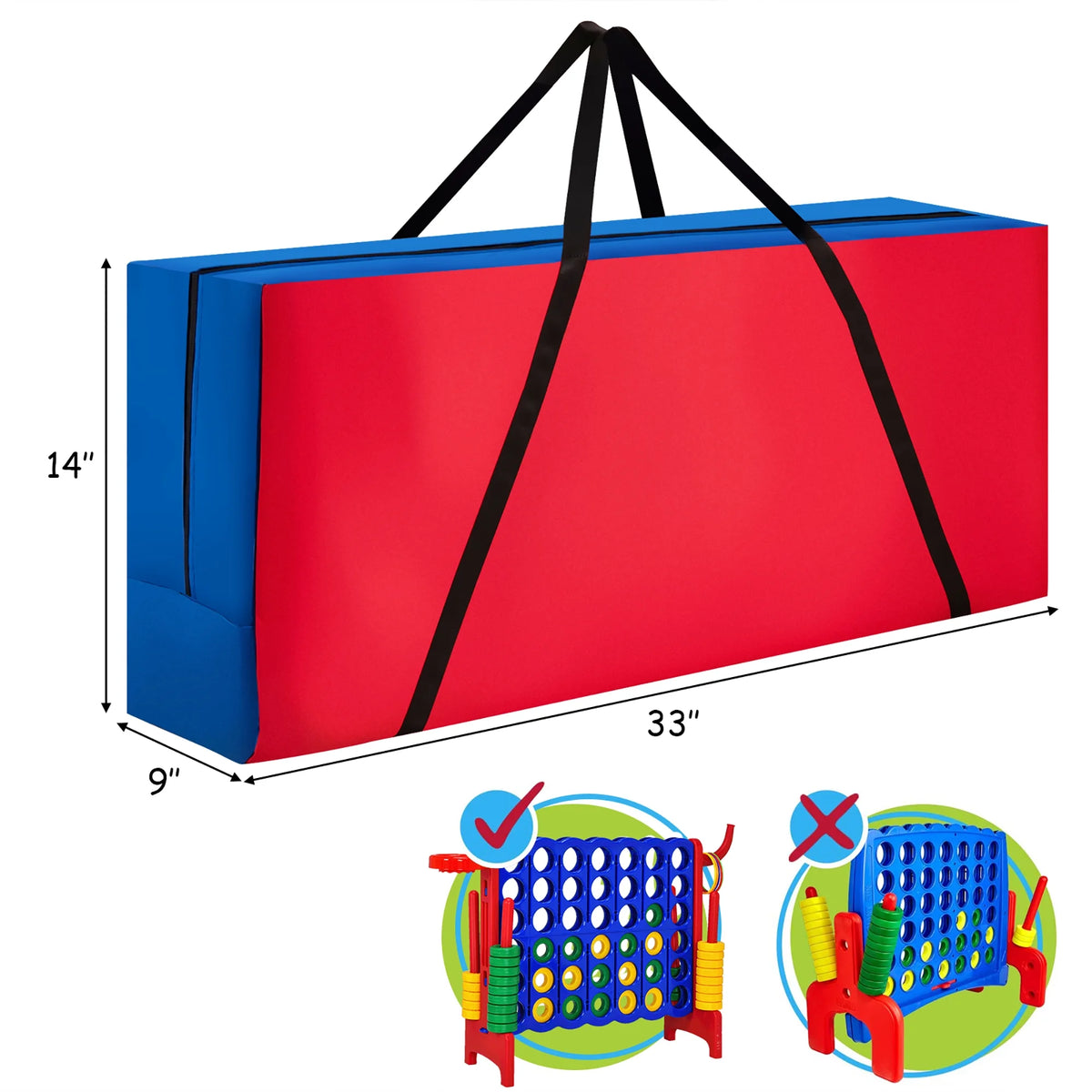 Costway Giant 4 in A Row Jumbo 4-to-Score Game Set W/Storage Carrying Bag for Kids Adult