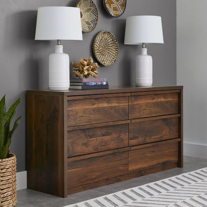 Better Homes and Gardens Montclair 6-Drawer Dresser, Vintage Walnut Finish