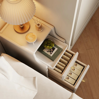 Small Nightstand,Solid Wood Nightstand with Drawers, Walnut Bedside Table for Bedroom