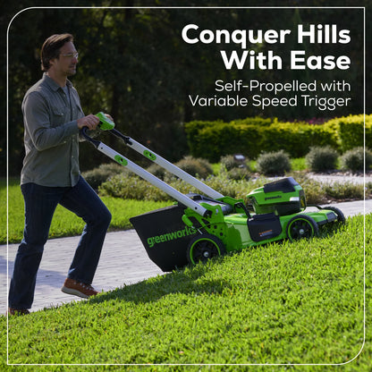 Greenworks 60V 21" Self Propelled Lawn Mower with (1) 8.0 Ah Battery & Rapid Charger 2546402