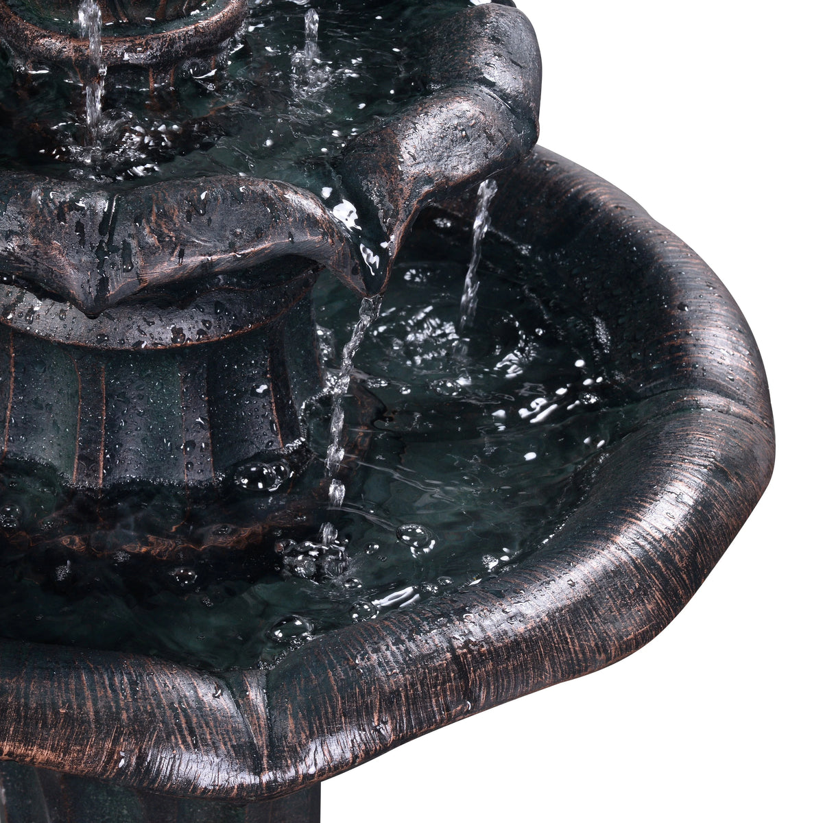 Teamson Home 37.8" 3-Tier Lily Birdbath Water Fountain