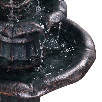 Teamson Home 37.8" 3-Tier Lily Birdbath Water Fountain