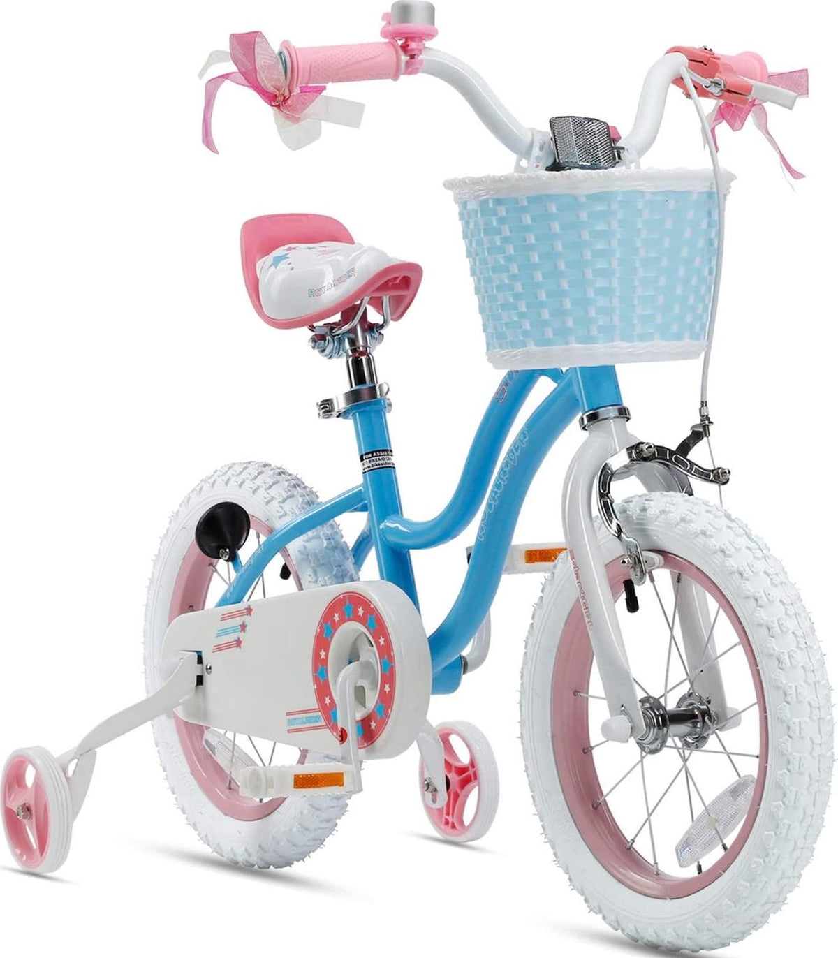 Royalbaby Girls Kids Bike Star girl 16 In. Bicycle Basket Training Wheels Kickstand Blue Child-s Cycle