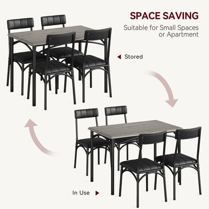 GymChoice Dining Table Set for 4, Kitchen Table and Chairs for 4, Rectangular Kitchen Table Set with 4 Upholstered Chairs, 5 Piece Dining Room Table Set for Small Space, Apartment