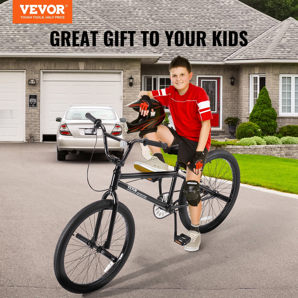 VEVOR BMX Bike, 24-Inch Wheel Freestyle Bike, BMX Race Bike with 4 Pegs, Beginner-Level BMX to Advanced Riders, BMX Bicycles for Teen Adult Men Women, Durable Hi-Ten Steel Frame, Easy to Assemble