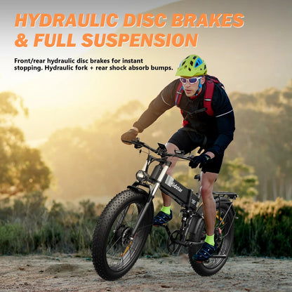 Dual Motor PEAK 3000W Electric Bike for Adults,31mph 48V 23Ah Electric Bicycle,26" Fat Tire Mountain Bike UL2849