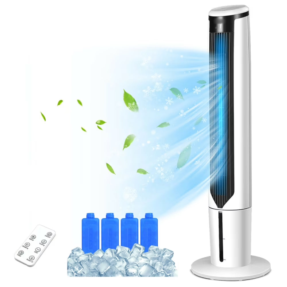 Topcobe 41" Evaporative Air Cooler with 3 Modes and 3 Speeds, Smart Floor Fans for Bedroom, Standing Bladeless Fan, White